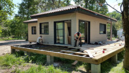 Terrasse bois sur solivage en construction